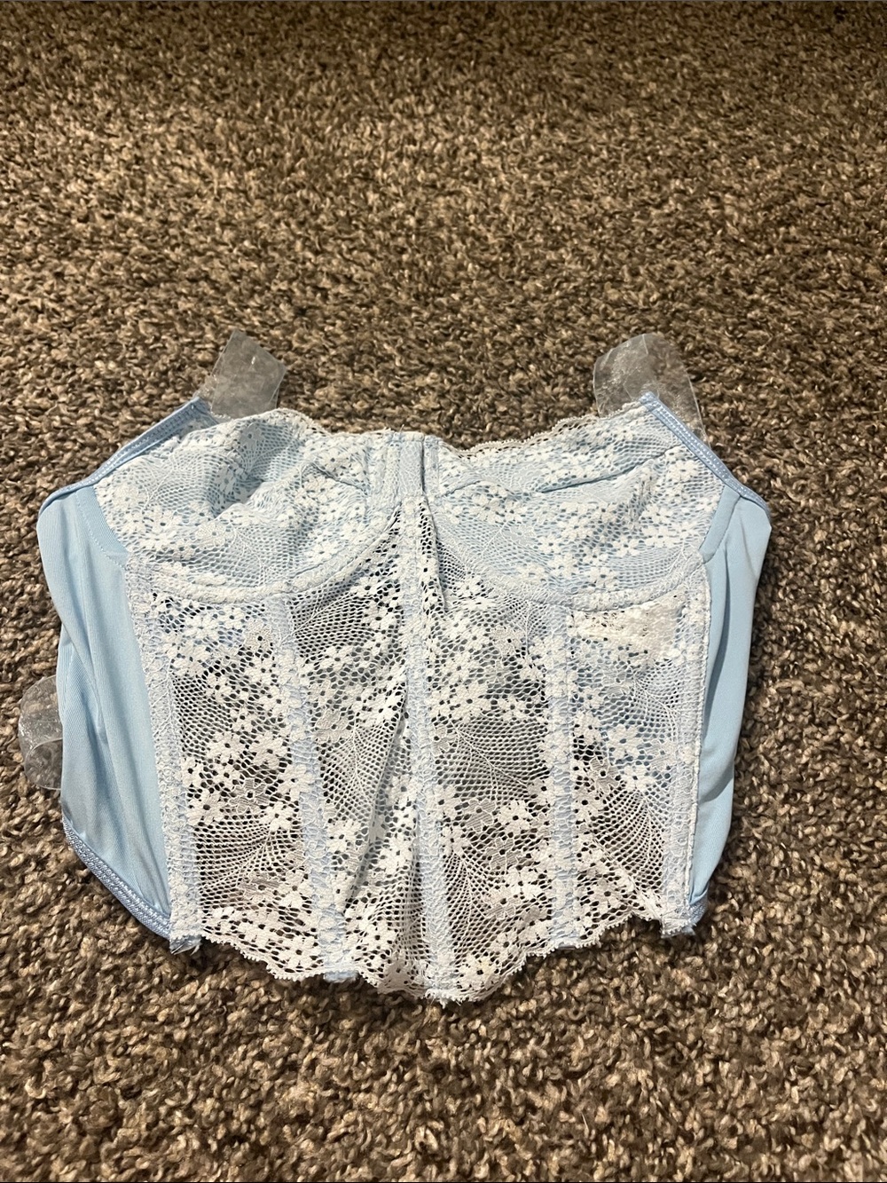 SHEIN Light Blue Lace Bustier Bralette